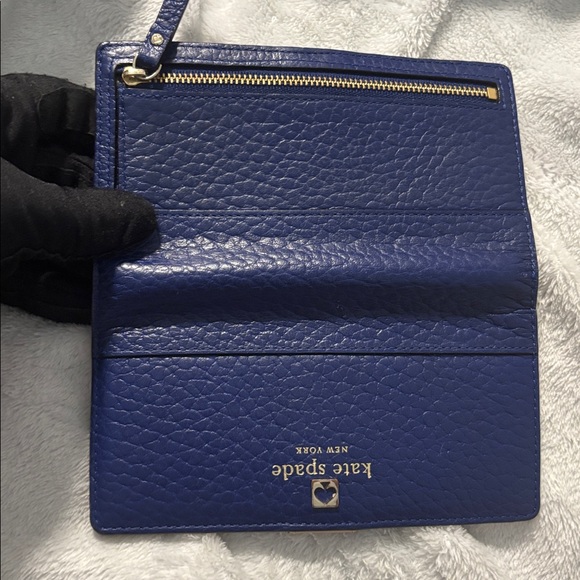 Kate Spade Royal Blue Pebbled Leather Slim Wallet Organizer - Picture 4 of 6